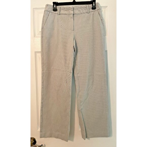 Talbots Newport pants slacks sz 8 Blue & White Stripe Trousers wide leg office - Picture 1 of 11